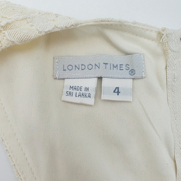London Times Ivory Floral Lace Casual Mini Dress - Picture 6 of 8